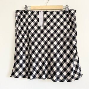 NWT Topshop Plaid Gingham Satin Skirt Size 14